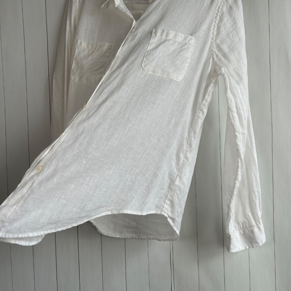 Lilly Pulitzer women size M Sea View linen button down shirt white long sleeve - Picture 6 of 14